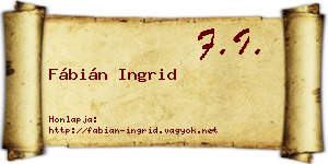 Fábián Ingrid névjegykártya